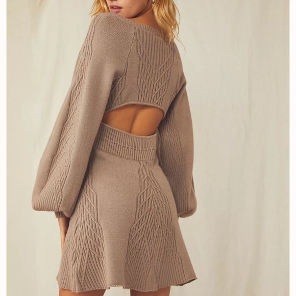 NEW!! Free People Emmaline Mini Dress - Taupe - Picture 3 of 5